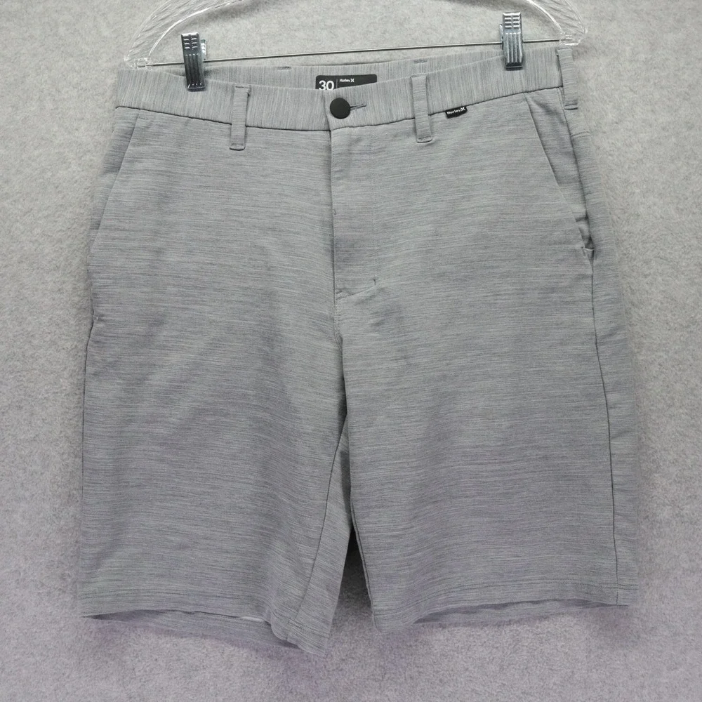 Hurley Shorts Mens 30 Performance Chino Golf Casual Stretch Flex Flat Front Gray
